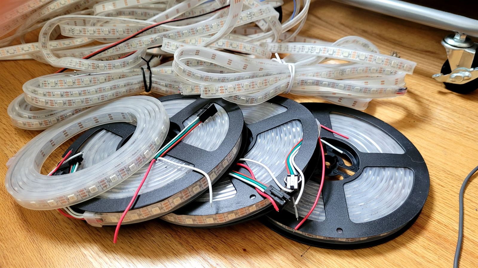 Reels of weather-shielded RGB LED strips