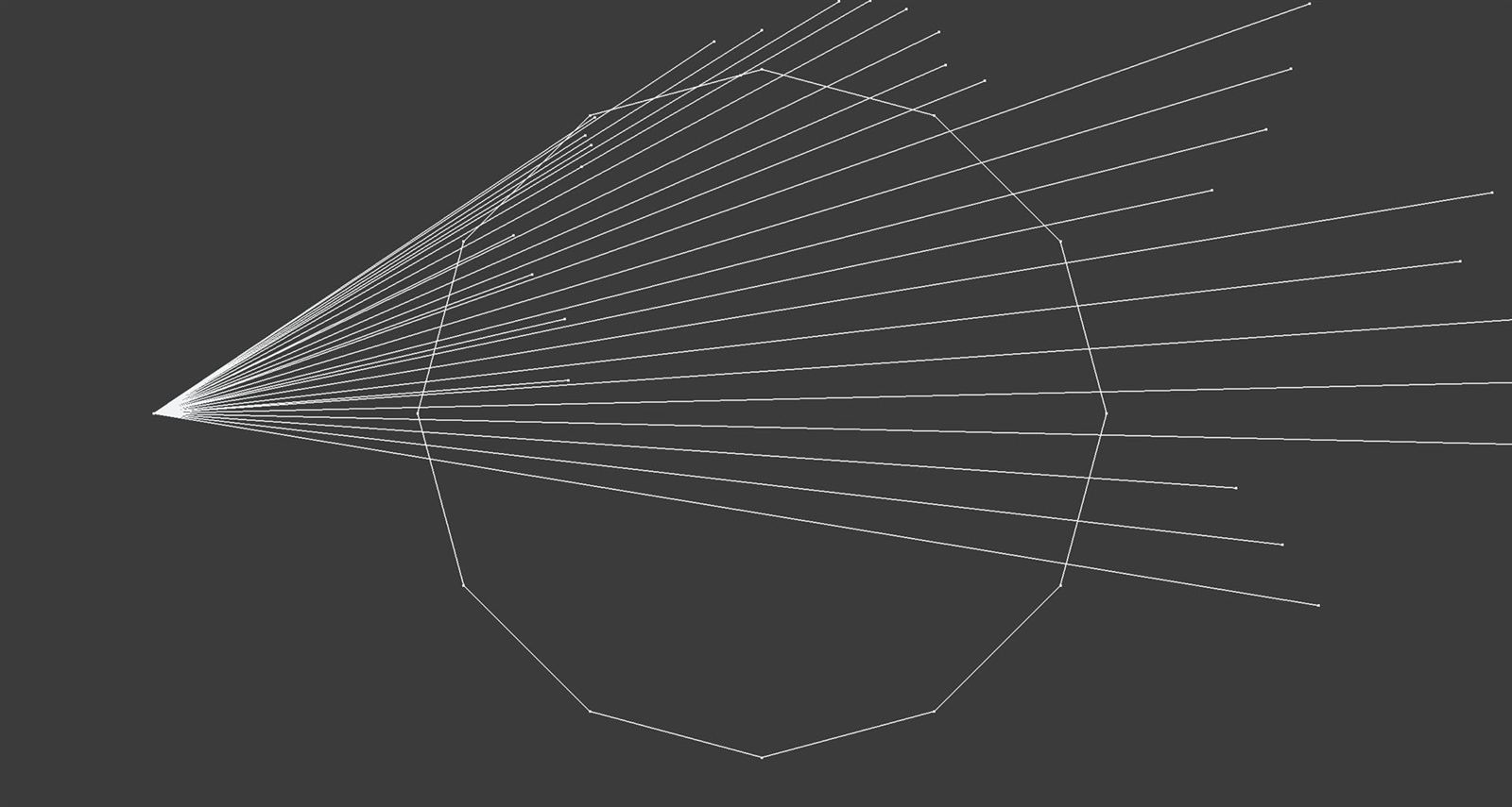 Wireframe render showing direction vectors radiating from a viewpoint through the ring