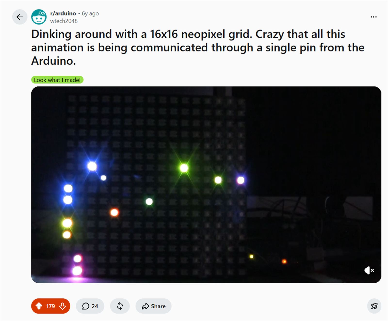 Reddit thread with upvotes on the LED matrix fireworks project